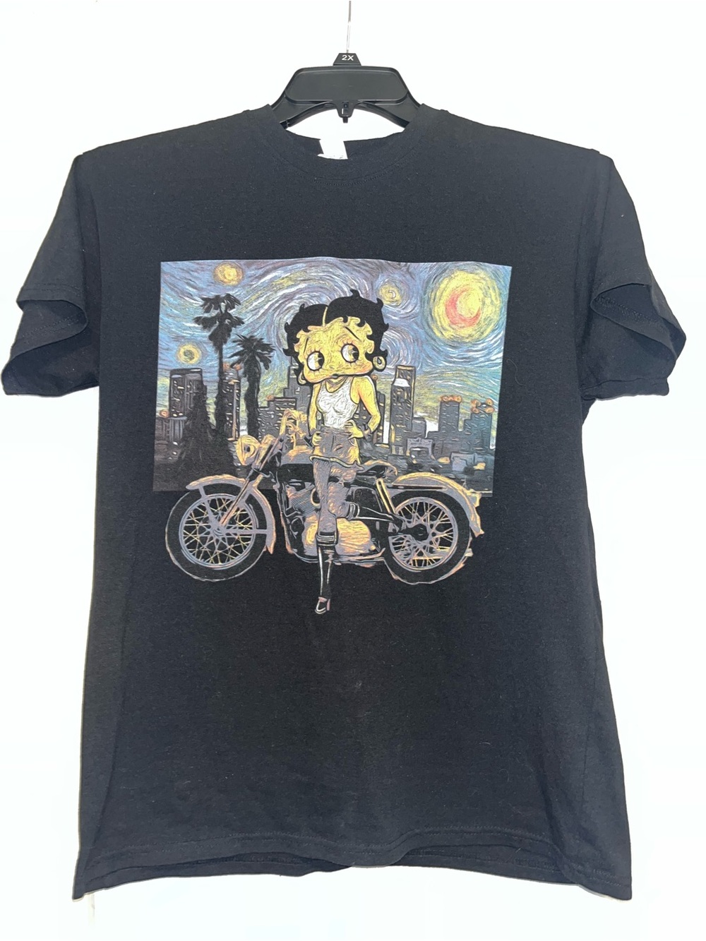 Betty Boop Black Graphic Tee - Betty on Motorcycle